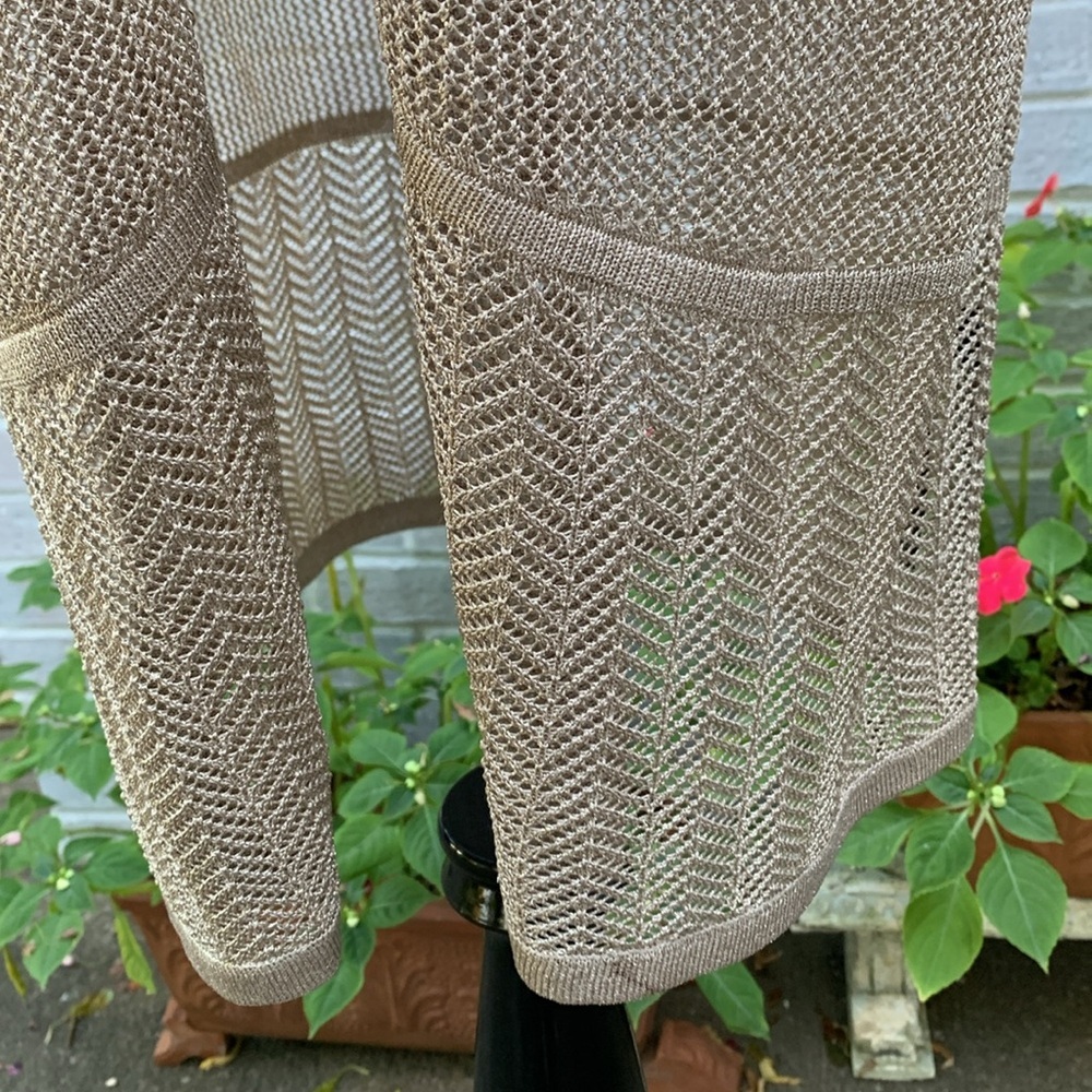 Chico’s Travelers Gold Mesh Duster Vest Medium - Picture 3 of 8